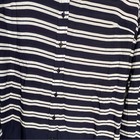Talbots Long Sleeve Button Down Light Weight Tunic Navy/White | Size Small NWT - Picture 5 of 9